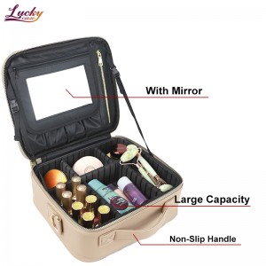 Travel Makeup Bag with Mirror Cosmetic Bag with Mirror Makeup Case with Dividers