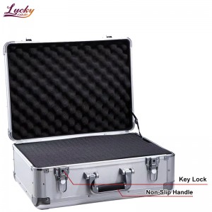 Silver Aluminum Tool Case Carrying Protective Aluminum Case With Customized Foam