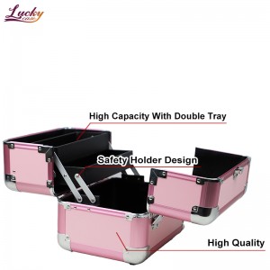 Pink Cosmetic Organizer Case Small Train Case Make Up Case