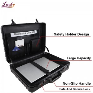 Full Aluminum Briefcase File Organizer Box with Combination Lock Attache Case