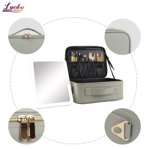 Portable Cosmetic Bag with Removable LED Lights Cosmetic Mirror