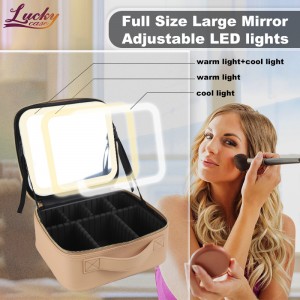 Makeup Bag with LED Lighted Mirror Makeup Case Cosmetic Bag
