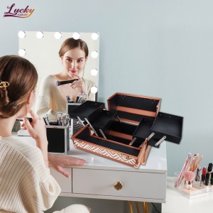  Makeup Train Case Cosmetic Box Portable Makeup Case Organizer