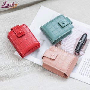 Makeup Lipstick Case for Outside Mini Bag with Mirror Travel Cosmetic Pouch