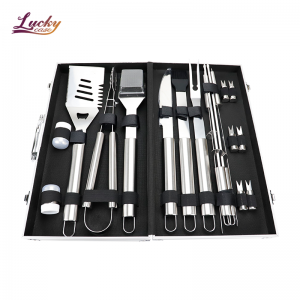 Aluminum BBQ Case Tool Case with 18 Pcs Barbecue Tools Set