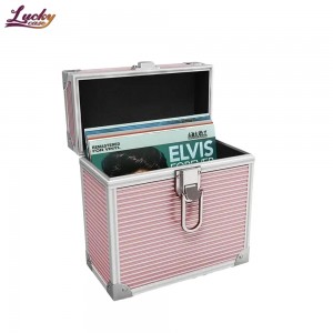 Premium Pink Vinyl Record Case DJ Record Case with Secure Lock