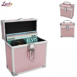 Premium Pink Vinyl Record Case DJ Record Case with Secure Lock