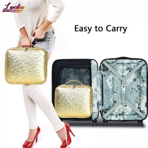 Gold PU Cosmetic Bag Custom Makeup Bags Makeup Travel Case