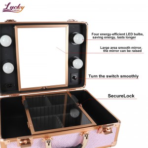 Portable Professional Aluminum Makeup Artist Cases with Mirror LED Light