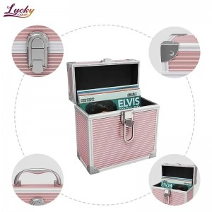Premium Pink Vinyl Record Case DJ Record Case with Secure Lock