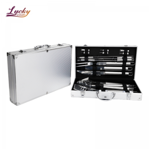 Aluminum BBQ Case Tool Case with 18 Pcs Barbecu...
