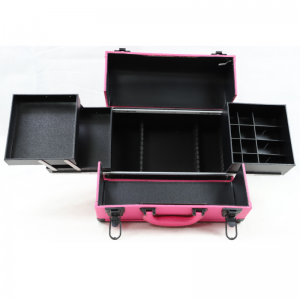 PU Makeup case Portable Makeup Artist Case with 3 Trays For Manicure