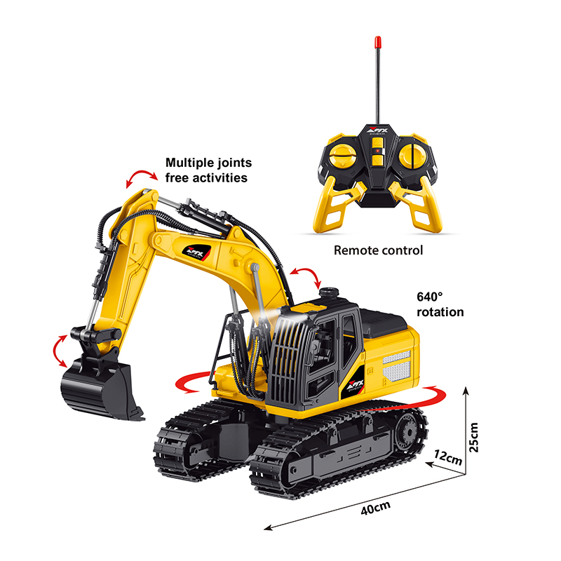 Super Powerful Full Functional 5 Channel Professional Remote Control Excavator Tractor Toy With Lights & Sound