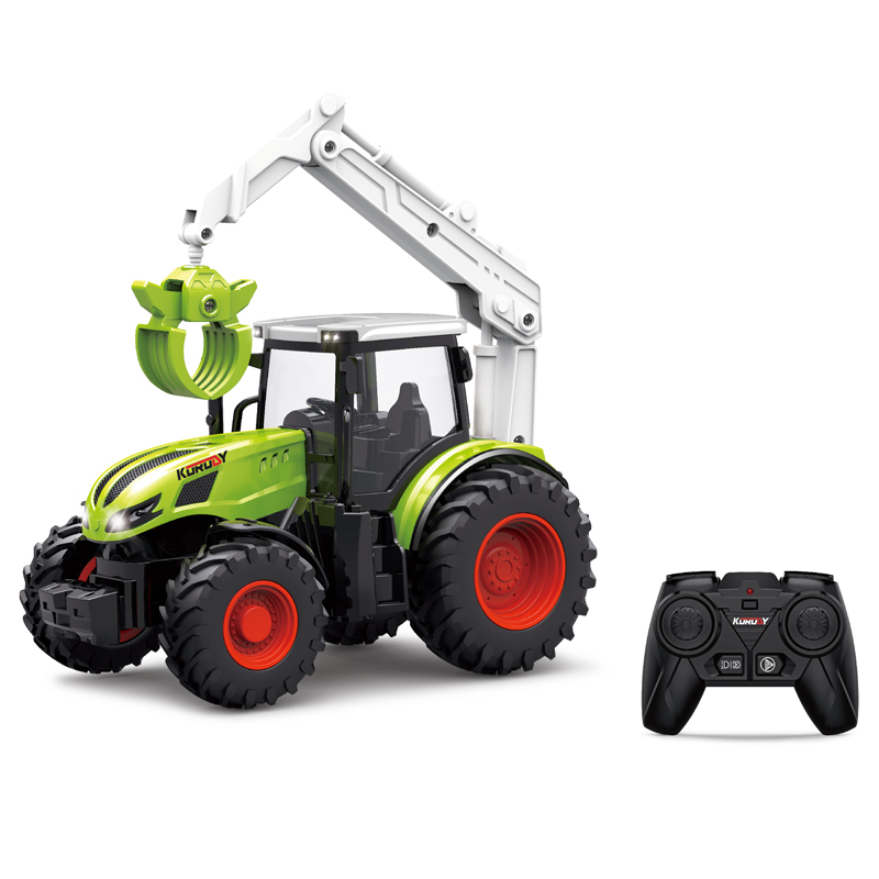 Remote Control Tractor Farm Playset 2.4Ghz Electronic RC Metal Timber Grab Toy Diecast Construction Vehicle for Kids