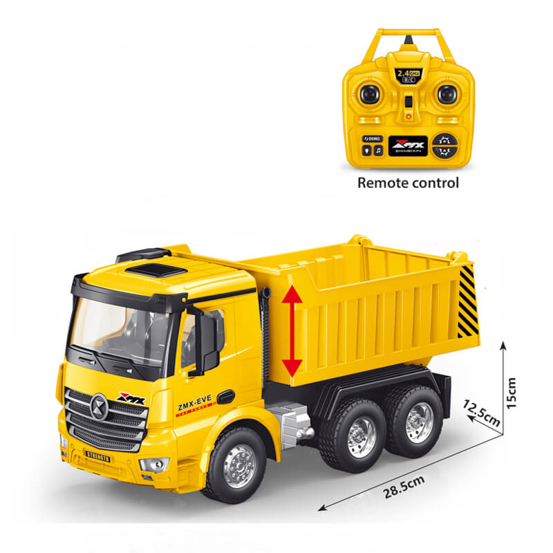 1:18 Scale Remote Control Dump Truck 9-Channel Electric Radio Control Construction Vehicles Realistic Toy with Lights and Sounds for Kids