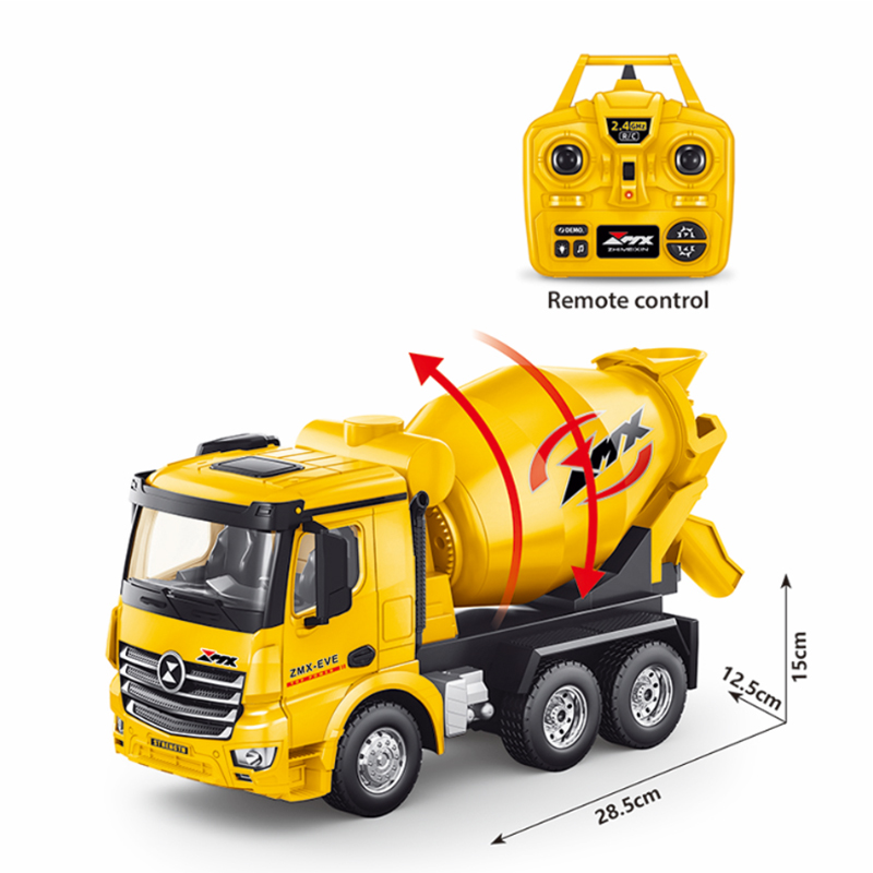 RC Cement Mixer Truck 9 Channel 1/18 Scale Auto Dumping Construction Vehicle Toy for Kids