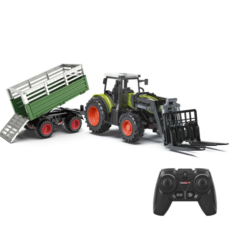 1:24 Kaugjuhtimispuldiga põllumeestraktor koos valgusega 2,4G 6 kanaliga kaugjuhtimispuldiga talusõiduki mänguasjad