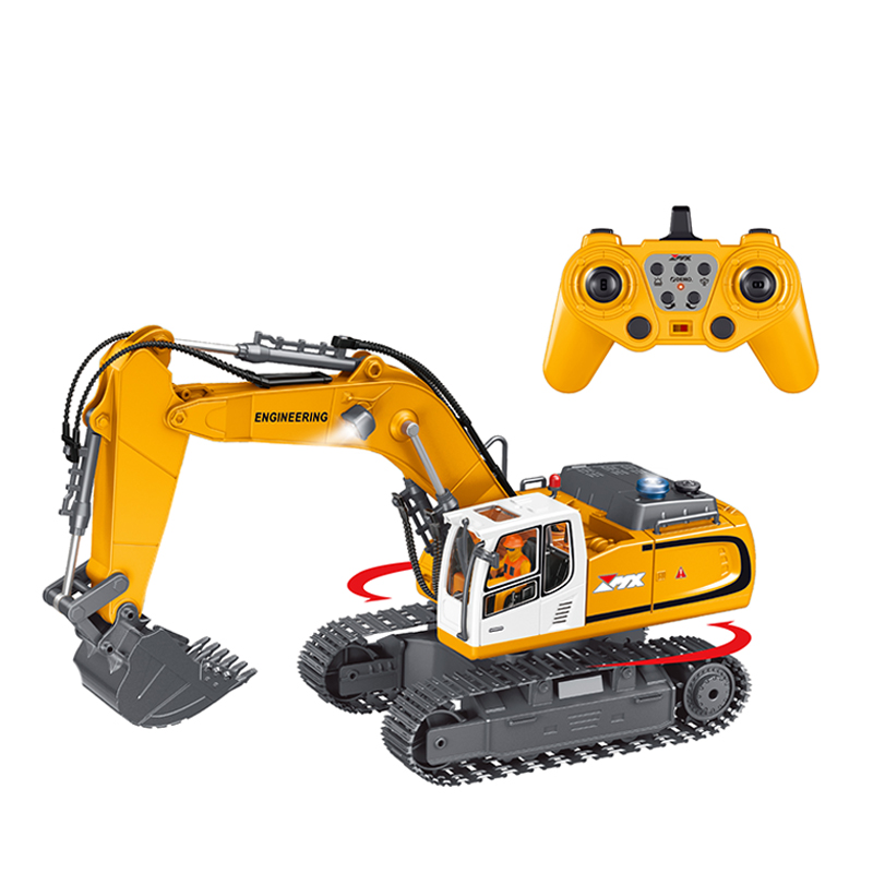 1:18 11Channel Remote Control Alloy Excavator Construction Toys  Simulated Smoke Truck RC Toy For Boys