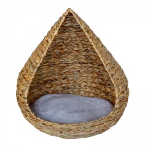 Portable Water Hyacinth Cat House Straw Dog Bed...