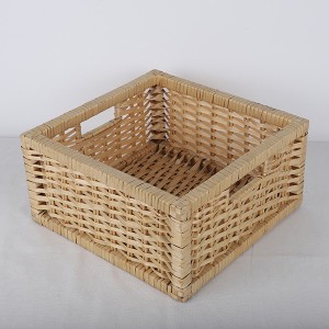 Nature color square wicker home storage basket split willow shelf basket