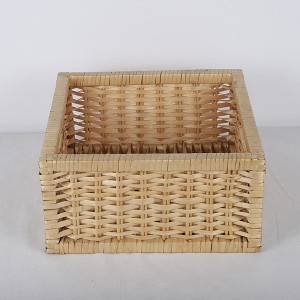 Nature color square wicker home storage basket split willow shelf basket