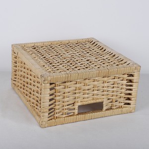 Nature color square wicker home storage basket split willow shelf basket