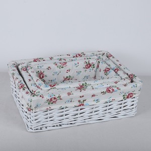 Set of 3 wicker storage baskets white color handwoven home storage baskets with liner