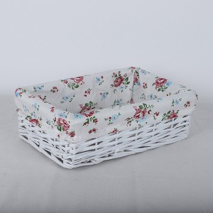 Set of 3 wicker storage baskets white color handwoven home storage baskets with liner