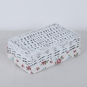Set of 3 wicker storage baskets white color handwoven home storage baskets with liner