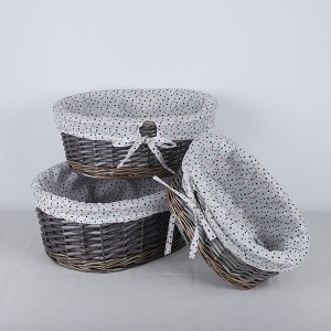Grey Wash Woven Wicker Basket with Removable Liner for Storage Use in Bedroom Bathroom or Office Three Size