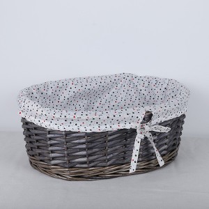 Grey Wash Woven Wicker Basket with Removable Liner for Storage Use in Bedroom Bathroom or Office Three Size