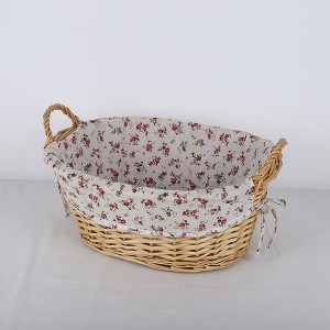 Nature woven lined wicker storage basket willow hamper storage basket with handle