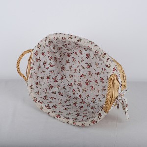 Nature woven lined wicker storage basket willow hamper storage basket with handle