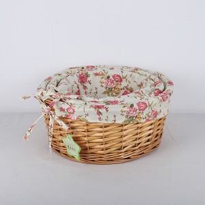 Set of 3 durable round shape lined wicker storage baskets