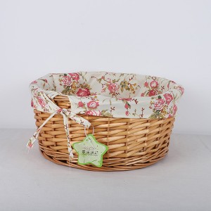 Set of 3 durable round shape lined wicker storage baskets