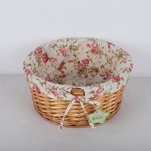 Set of 3 durable round shape lined wicker storage baskets