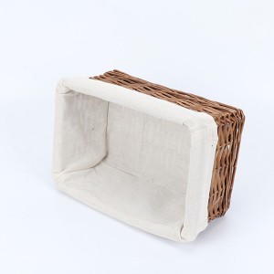 Rectangular Brown Color Wicker Storage Basket With White Lining