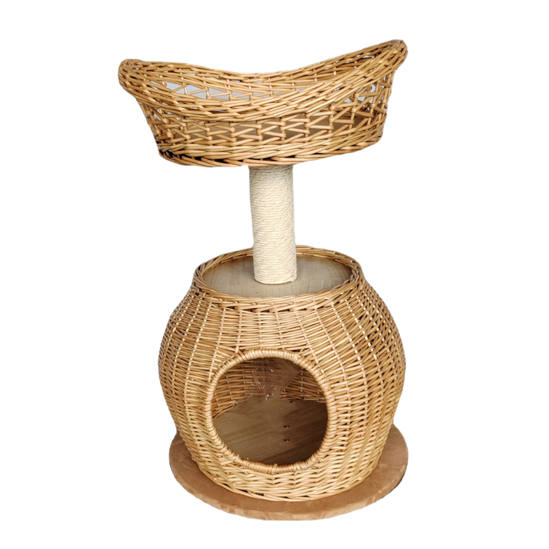 China Manufacturer Wholesale 2 Layer Wicker Cat House Cat Play Tree Cat Bed