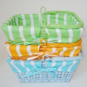 Rectangle Colorful Wicker Easter Egg Basket Willow Storage basket with Handle
