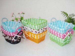Colorful Oval and  Rectangular Wicker Easter Egg Basket Willow Bread Basket With Colorful Lining