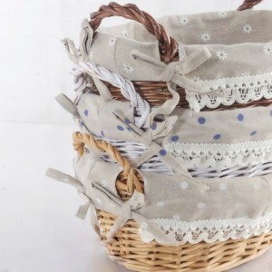 Willow Bread Basket with Fabric Wicker Food Storage Basket