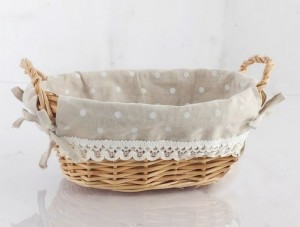 Nature Oval Wicker Storage Basket With Fabric Willow Bread Basket