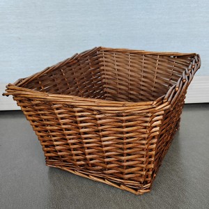 Factory wholesale brown color rectangular storage split wicker basket