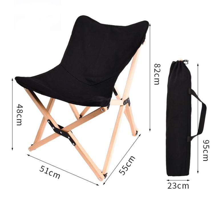 black folding camping chair