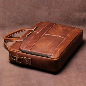 Vintage Crazy Horse Leather Messenger Bag for Men