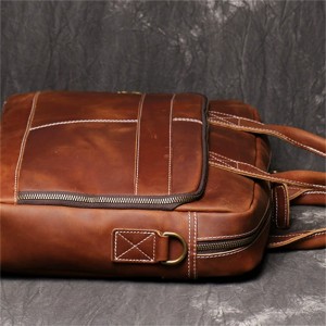 Vintage Crazy Horse Leather Messenger Bag vir mans