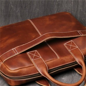 Vintage Crazy Horse Leather Messenger Bag vir mans