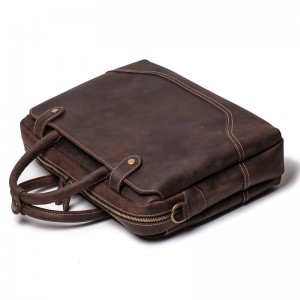 Crazy Horse Leather Briefcase para sa Men Vintage Bag