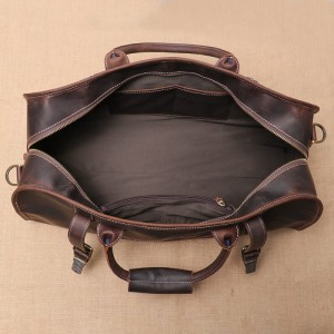 Vintage Crazy Horse Leather Duffle Bag Penwythnos Capasiti Mawr