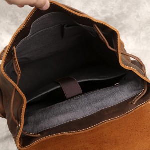 Vintage Backpack for Men Made of Crazy Horse Leather